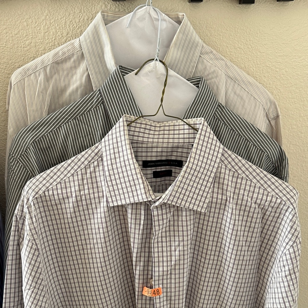 John Varvatos Men's Checkered Dress Shirt - Gray and White